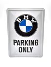 BMW Parking only kovový plagát  kov pohľadnica tabuľa (10x14cm)