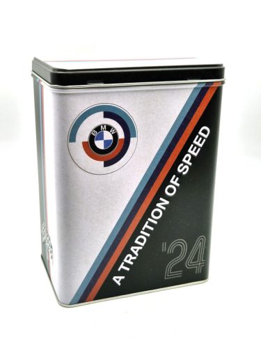 BMW motocykelsport " A tradition of speed " kovová krabica úložný box