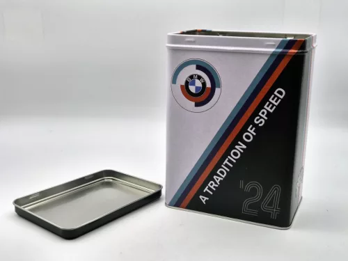 BMW motocykelsport " A tradition of speed " kovová krabica úložný box