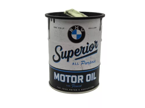 BMW Superior motocykel oil kovová sud pokladnička krabica skladovanie