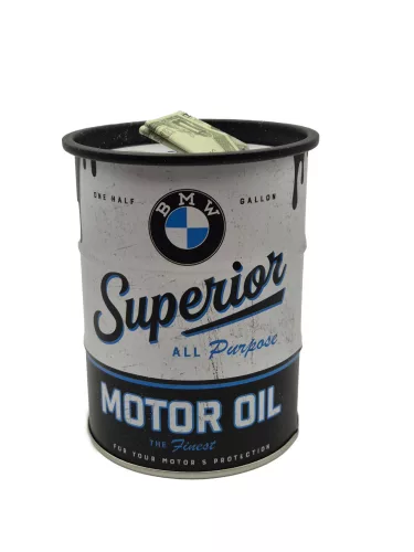BMW Superior motocykel oil kovová sud pokladnička krabica skladovanie