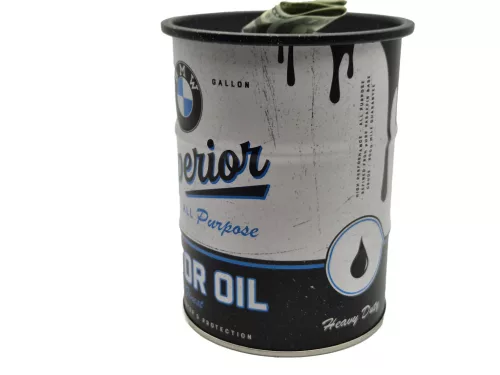 BMW Superior motocykel oil kovová sud pokladnička krabica skladovanie
