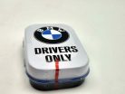 BMW Drivers only - biela - kovová bonboniéra kovová krabica (15g)