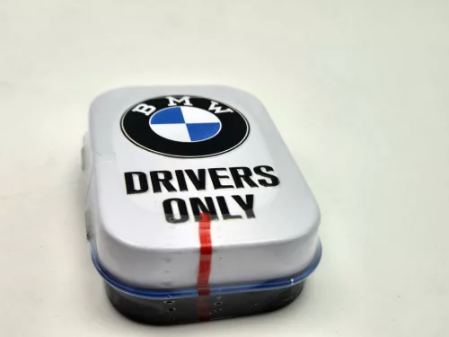 BMW Drivers only - biela - kovová bonboniéra kovová krabica (15g)