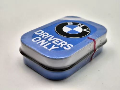 BMW Drivers only - modrá - kovová bonboniéra kovová krabica (15g)