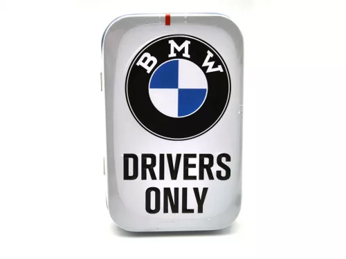 BMW Drivers only - biela - kovová bonboniéra kovová krabica (40g)
