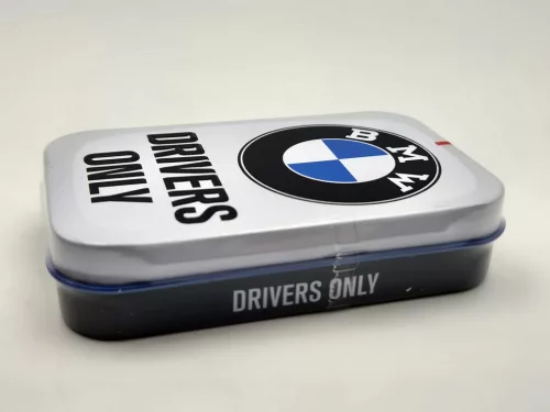 BMW Drivers only - biela - kovová bonboniéra kovová krabica (40g)