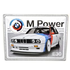   BMW E30 M3 M power - kovový plagát  kovová tabuľa (40x30cm)