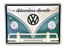 Volkswagen VW T1 Transporter - Adventure Awaits - kovový plagát  kov  tabuľa  (20x15cm)