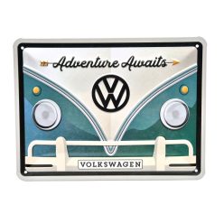   Volkswagen VW T1 Transporter - Adventure Awaits - kovový plagát  kov  tabuľa  (20x15cm)