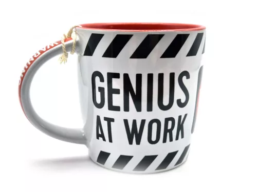 Warning - Genius at work - keramický hrnček