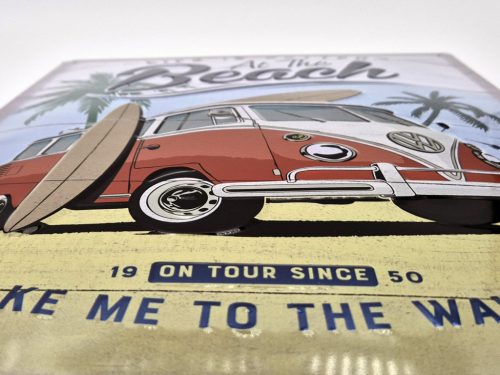 Volkswagen VW T1 Transporter Life is better - kovový plagát  kovová tabuľa (30x40cm)