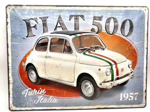 Fiat 500 - kovový plagát  kovová tabuľa (40x30cm)