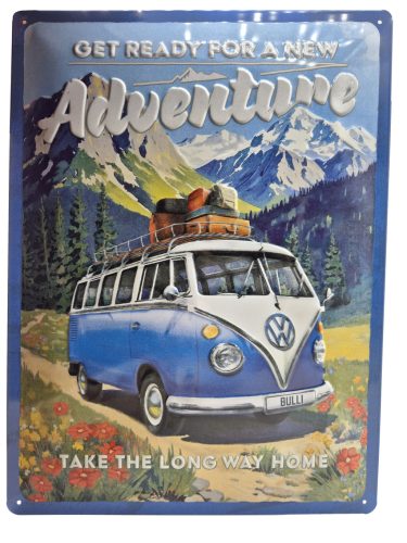 Volkswagen VW T1 Transporter – Get ready for a new Adventure – kovová tabuľa (30x40cm)
