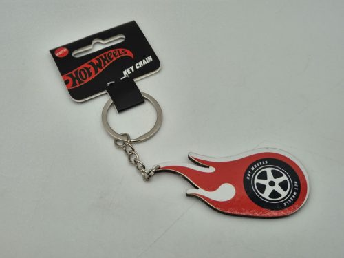Hot Wheels – prívesok na kľúče červený disk s plameňom