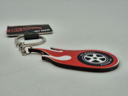 Hot Wheels – prívesok na kľúče červený disk s plameňom