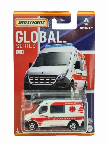 Renault Master Ambulance sanitka červená - Matchbox - 1:64  1/64 model auta