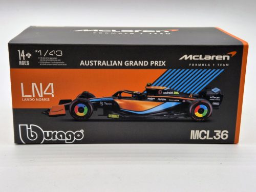 McLaren F1 MCL36 #4 (2022) Australian GP - Lando Norris - s postavičkou pilota -  Bburago - 1:43