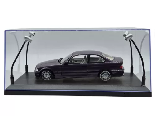 Vitrína pre model auta v mierke 1:18 - s LED osvetlením - čierny podstavec