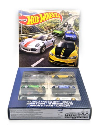 Hot Wheels Sada 6 kusov - Jaguar F-Type Project 7 / BMW M4 / Audi RS 5 Coupe / Mercedes AMG GT / Porsche 911 GT3 RS / Alpine A110 -  Hotwheels - 1:64