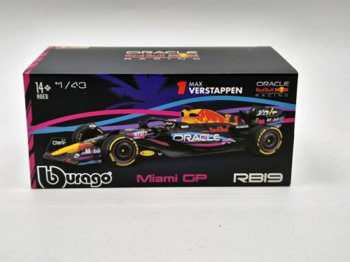 Red Bull RB19 Team Oracle F1 #1 (2023) - Miami GP - Max Verstappen - s postavičkou pilota -  Bburago - 1:43