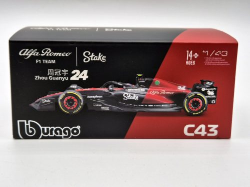 Alfa Romeo C43 Team Stake F1 #24 (2023) - Guanyu Zhou - s postavičkou pilota -  Bburago - 1:43