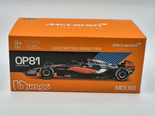 McLaren MCL60 F1 #81 (2023) - British GP 4th - Oscar Piastri - s postavičkou pilota -  BBurago - 1:43
