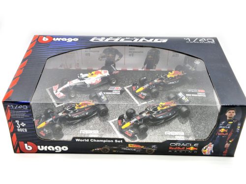 Red Bull set F1 modelov áut - 2023 RB19 Max Verstappen - 2023 RB19 Sergio Perez (Miami) - 2022 RB18 Max Verstappen - 2021 RB16B Max Verstappen (Turkish GP) -  Bburago -1:43