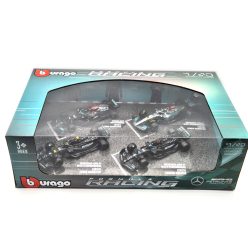   Mercedes GP set F1 modelov áut - 2023 W14 Lewis Hamilton - 2023 W14 George Russel - 2022 W13 Lewis Hamilton - 2021 W12 Lewis Hamilton -  Bburago -1:43