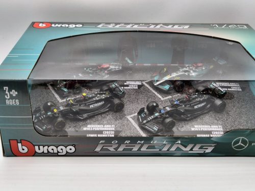 Mercedes GP set F1 modelov áut - 2023 W14 Lewis Hamilton - 2023 W14 George Russel - 2022 W13 Lewis Hamilton - 2021 W12 Lewis Hamilton -  Bburago -1:43