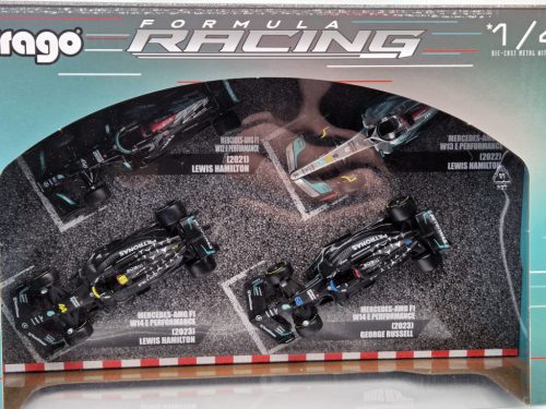 Mercedes GP set F1 modelov áut - 2023 W14 Lewis Hamilton - 2023 W14 George Russel - 2022 W13 Lewis Hamilton - 2021 W12 Lewis Hamilton -  Bburago -1:43