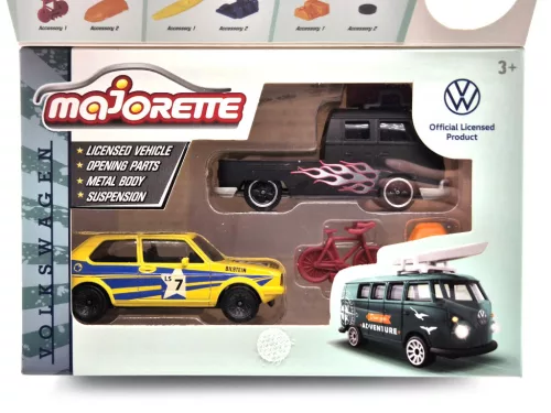 Volkswagen VW set - VW Golf 1 MK1  - VW T1 transporter -  Majorette - 1:64