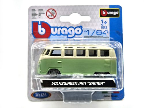 Volkswagen VW T1 transporter Samba Minibus - zelená -  Burago - 1:64