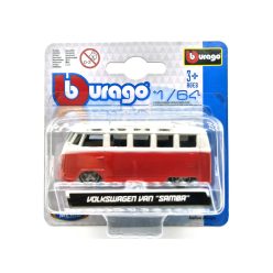   Volkswagen VW T1 transporter Samba Minibus - červená -  Burago - 1:64