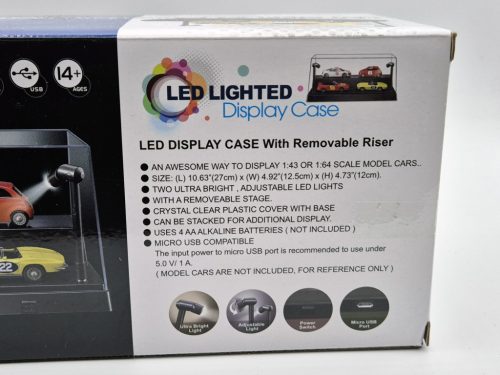 Vitrína pre model auta v mierke 1:24, 1:43, 1:64 - s LED osvetlením