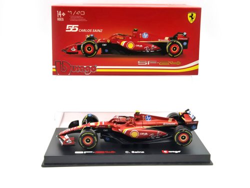 Ferrari SF-24 Team Scuderia F1 #55 (2024) - Imola - Carlos Sainz - s postavičkou pilota -  Bburago - 1:43