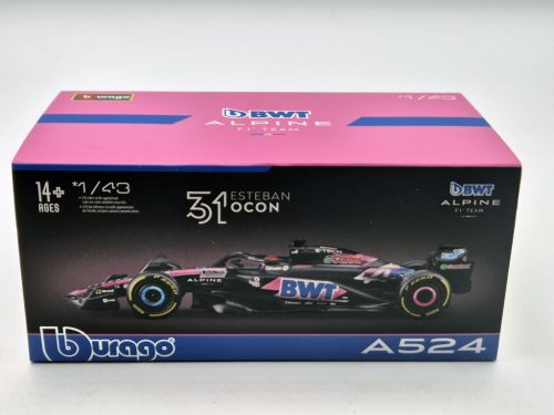 BWT Racing Alpine A524 F1 #31 (2024) - Esteban Ocon - s postavičkou pilota -  Bburago - 1:43