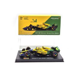   McLaren MCL38 F1 #4 (2024) - Monaco GP (Senna 30th Anniversary) - Lando Norris - s postavičkou pilota -  Bburago - 1:43