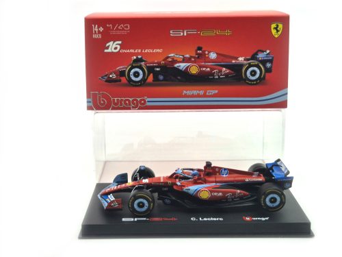 Ferrari SF-24 F1 #16 (2024) - Miami GP - Charles Leclerc - s postavičkou pilota -  Bburago - 1:43