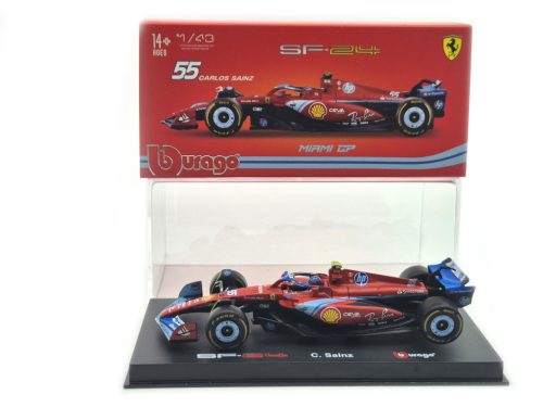 Ferrari SF-24 F1 #55 (2024) - Miami GP - Carlos Sainz - s postavičkou pilota -  Bburago - 1:43