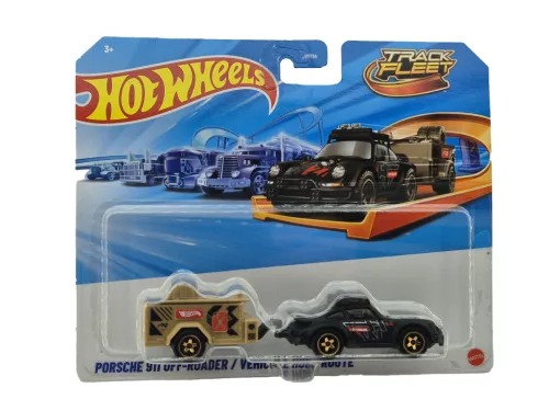 Hot Wheels Track Fleet - Porsche 911 Off-Roader - čierna - Hot Wheels - 1:64 model auta - s poškodeným obalom 