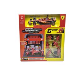   Ferrari Pit Stop - boxová dioráma - SF-24 F1 #16 (2024) - Charles Leclerc - s mechanikmi - Bburago - 1:43