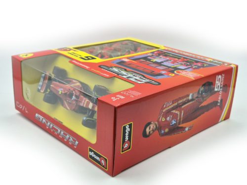 Ferrari Pit Stop - boxová dioráma - SF-24 F1 #55 (2024) - Carlos Sainz - s mechanikmi - Bburago - 1:43