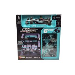   Mercedes Pit Stop - boxová dioráma - W14 EQ Performance F1 #44 (2023) - Lewis Hamilton - s mechanikmi - Bburago - 1:43
