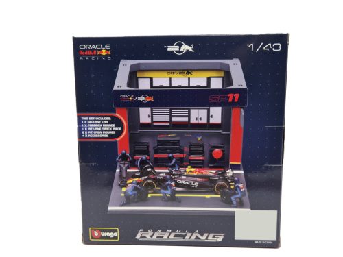 Red Bull Pit-Stop dioráma - RB20 F1 #11 (2023) - Sergio Pérez - s mechanikmi - Bburago - 1:43