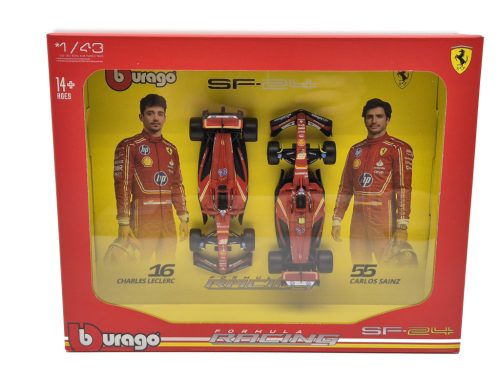 Ferrari SF-24 F1 set (2024) - #16 Charles Leclerc - #55 Carlos Sainz - Bburago - 1:43