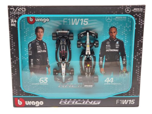 Mercedes W15 F1 set (2024) - #44 Lewis Hamilton - #63 George Russell - Bburago - 1:43