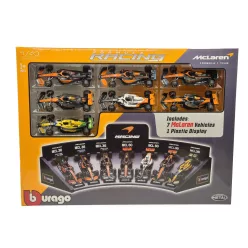   McLaren F1 7-dielna sada - #3 Daniel Ricciardo (2022) - #4 Lando Norris (2022) - #4 Lando Norris (2023) - #81 Oscar Piastri (2023) - #4 Lando Norris (2024) - #81 Oscar Piastri (2024) - Bburago - 1:43