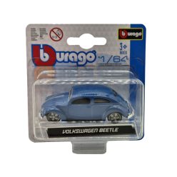   Volkswagen VW Beetle (1965) - modrá - Bburago - 1:64 1/64 model auto miniatúra (m02067)  kód produktu: m02067 značka: Bburago  mierka: 1:64 (matchbox veľkosť) Neotvárateľný, kvalitnejšia kategória modelového autíčka. Nový produkt, v blistri.  Miniatú