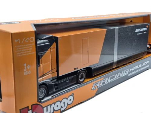 McLaren kamiónový set – Mercedes Actros 2 Gigaspace + MCL38 F1 #4 – Lando Norris – Bburago – 1:43